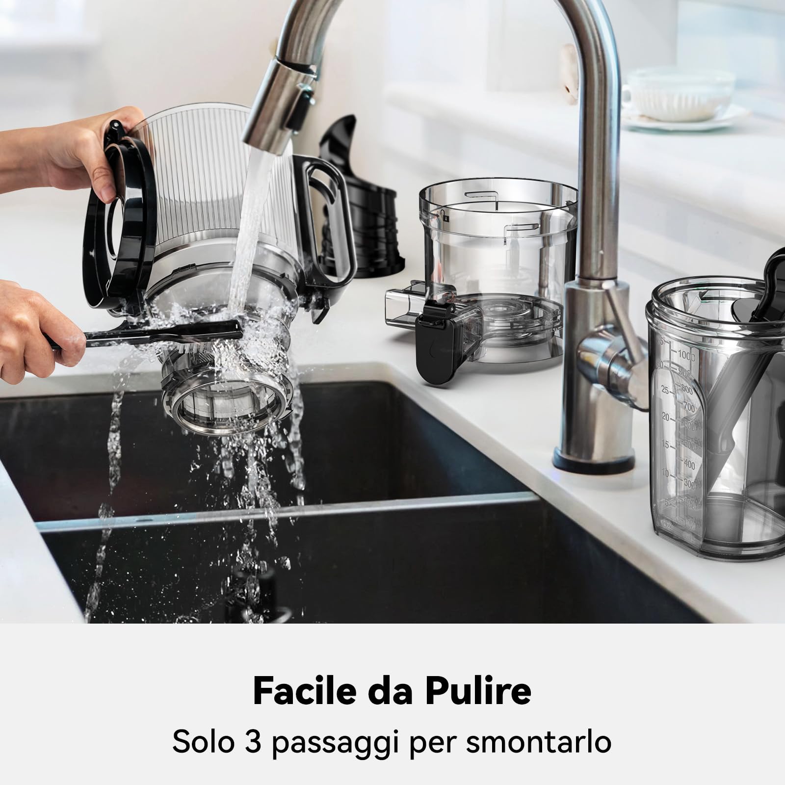 LINKChef Estrattore Frutta e Verdura con Centrifuga 130mm, Estrattore di Succo Slow Juicer, BPA-Free, Capacità 1.8L, Facile da Assemblare,Operazione One-Touch