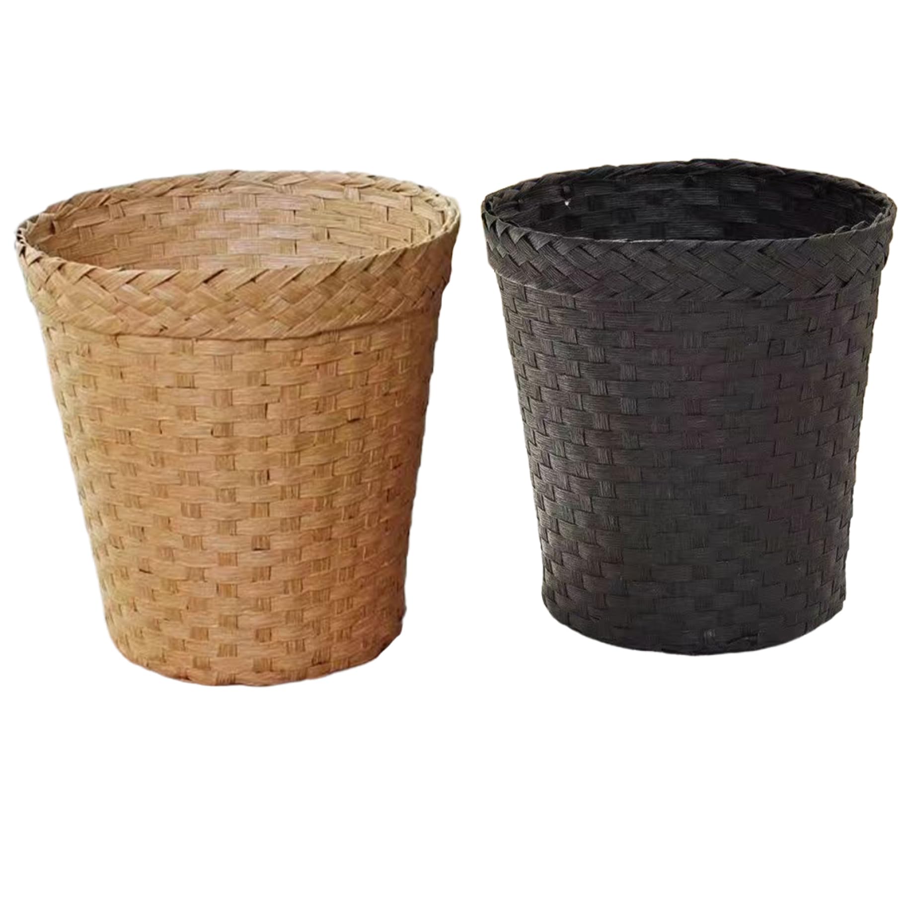 Cestino di vimini, bidone della spazzatura da bagno, bidone del desktop con paglia naturale, cesto di lavanderia in vimini rotondo, cestino per rifiuti per bagno, camera da letto, colore di tronchi
