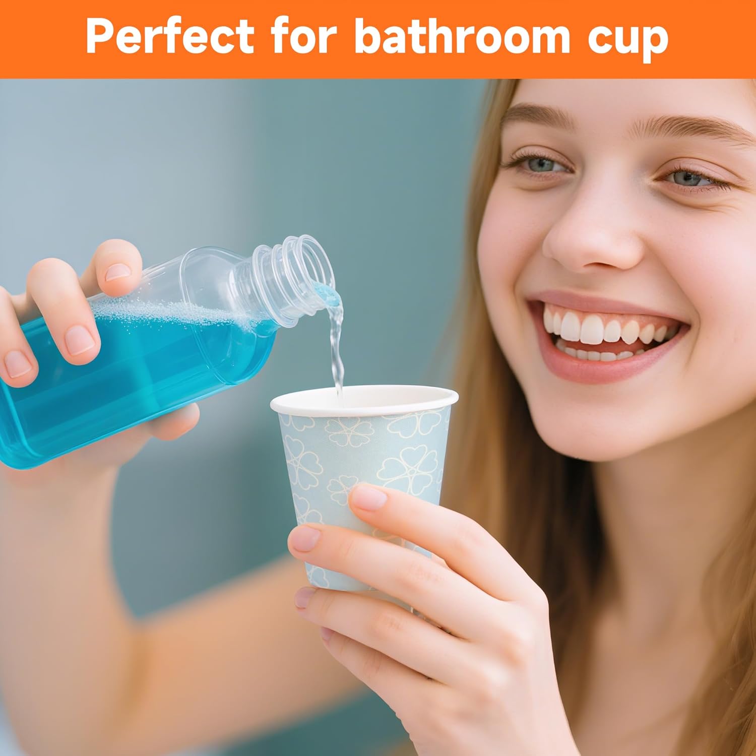 100 Pack 3 oz Bathroom Cups, Disposable Paper Cups with Rolled Rim, Small Paper Mouthwash Cup for Guest Bathrooms, Vanity & Office Use, Mist blue - Image 6