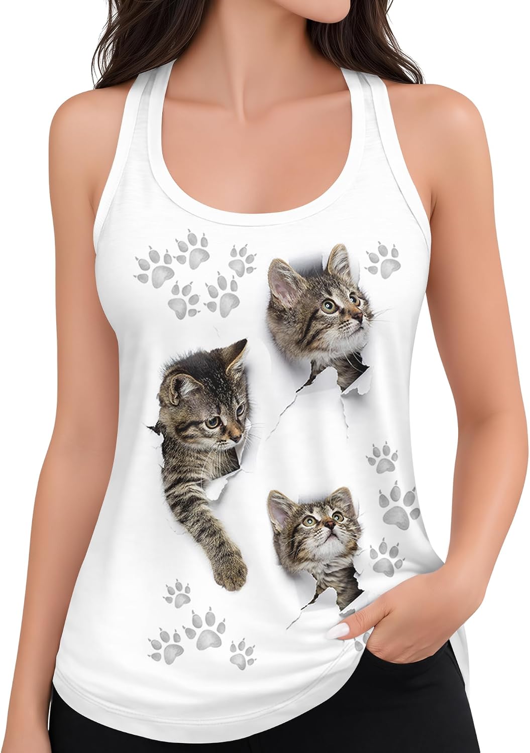 HIVICHI Graphic Tank Tops for Women Funny Cute Printed Design Summer Workout Athletic Sleeveless Top