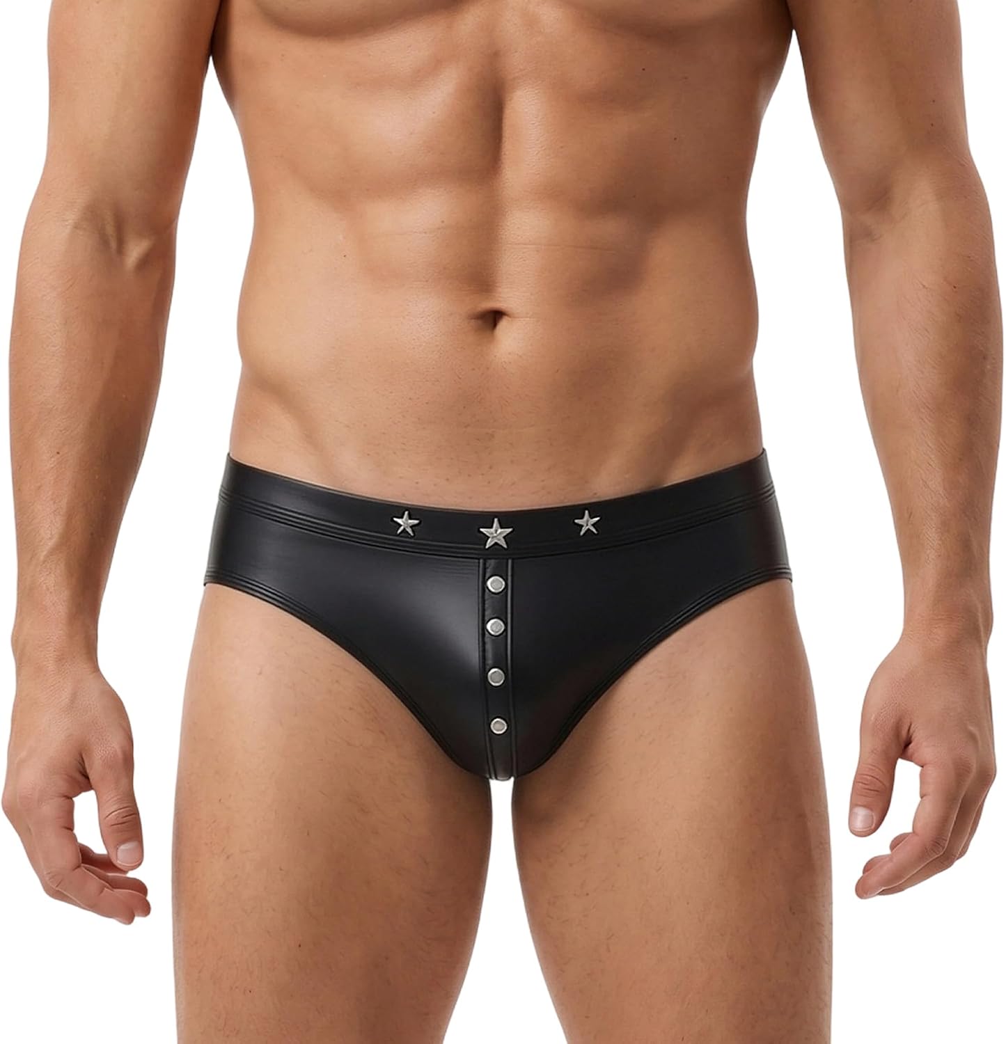FEOYA Mens Faux Leather Bikini Briefs Sexy Thong Underwear Low Rise Jockstrap Pouch Trunks Clubwear