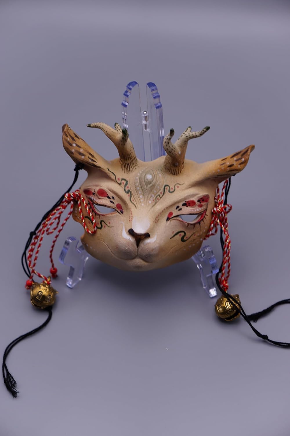 Handmade Ceramic Yuan Hu Masks - White And Red Clay Crafts, Mythical Wall Decorations For Easter Gifts, Home Decorations, Collectors (Inspired By The Book Of Mountains And Seas), Party Masks