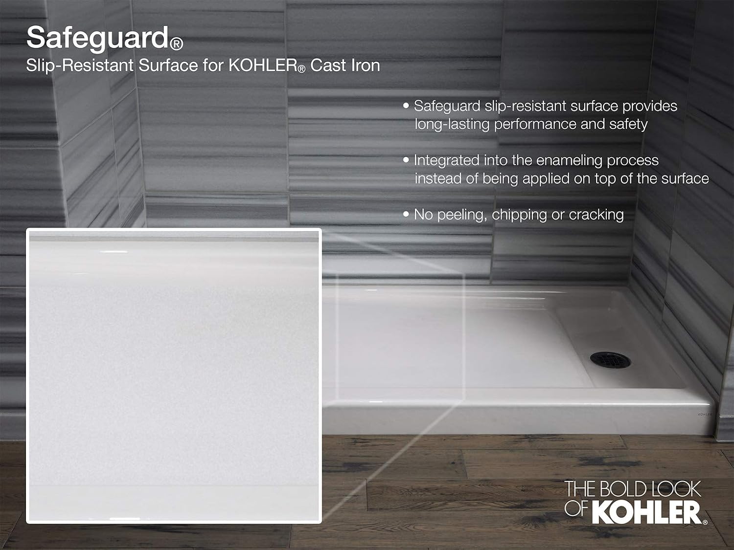 Kohler K-9178-0 9178-0 RECEPTOR W/RH CTR DRN, 60X34, 4.50 x 34.00 x 60.00 inches, White