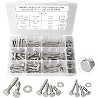 Vista 8 de Hakkin Tornillos hexagonales de 3/8 pulgadas, 60 piezas surtidos de tornillos y pernos de madera surtidos de 1-1/2 pulgadas 2 pulgadas 2 1/2
