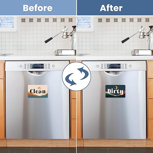 Miniatura 4 de Divertido imán de dibujos animados boho deco limpio sucio para lavavajillas, indicador universal de cocina, nevera, lavavajillas, lavandería,