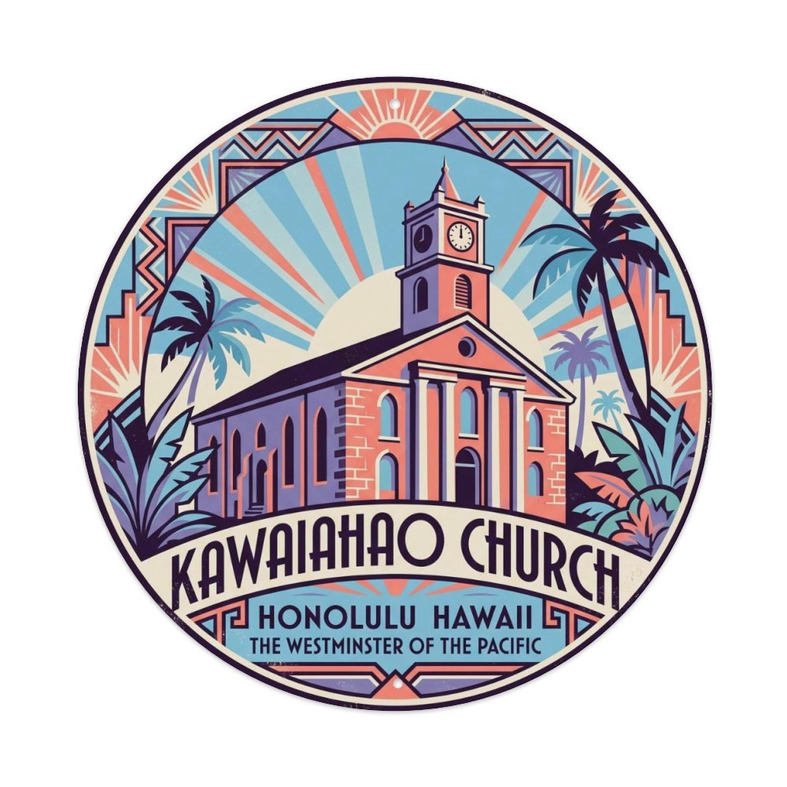 Kawaiahao Church Hawaii Heritage Island Landmark Town Metal Tin Sign