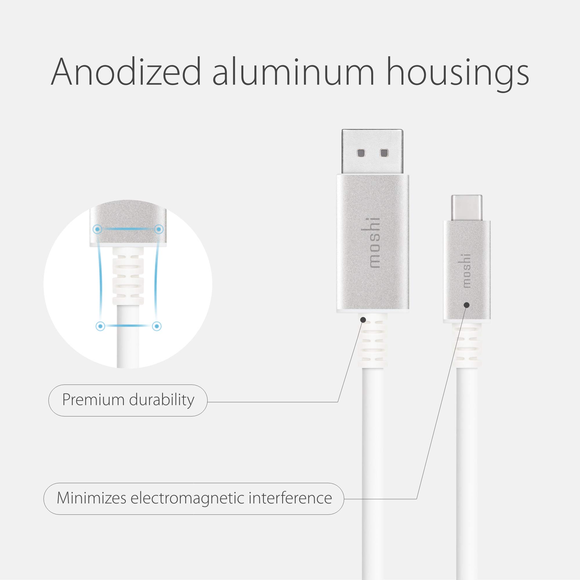 Moshi USB C to DisplayPort Cable Support 5K@60 Hz, 4K HDR, VESA  Certified, Aluminum Housing, Thunderbolt Compatible