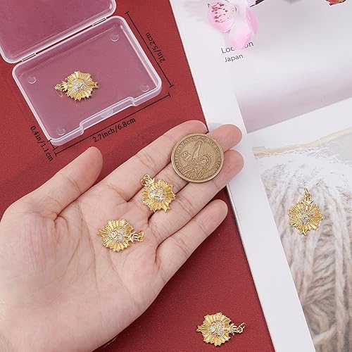 Miniatura 3 de Beebeecraft 6 dijes de corazón sagrado chapado en oro de 18 quilates, circonita cúbica mexicana Milagros con forma de amor, dijes con anillo de