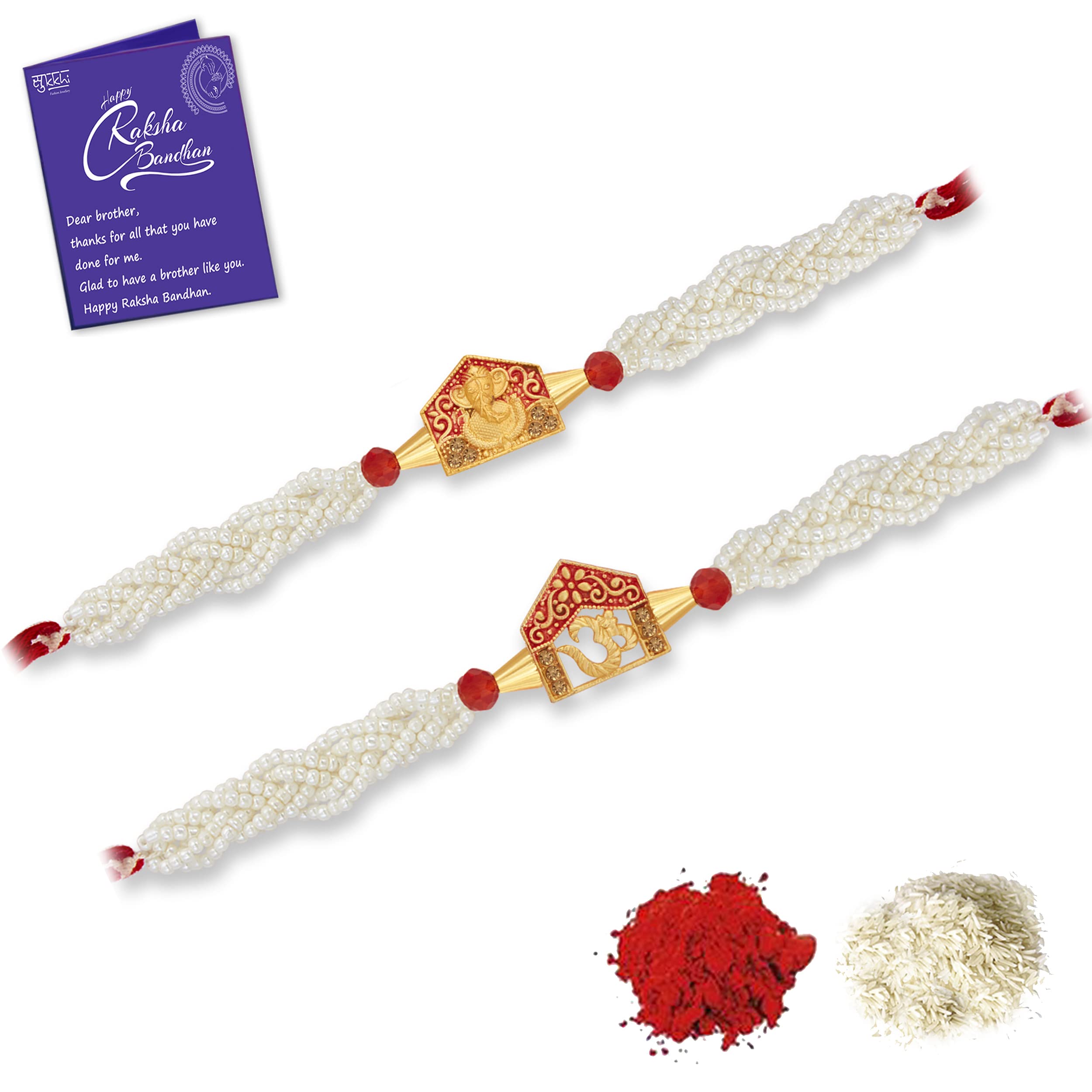 Sukkhi Rakhi Treasured Kundan Rakhi Combo & Designer Gold Plated Premium Rakhi for Brother, Roli Chawal & Greeting Card|Rakhi for Bhaiya|Rakhi for MEN|Kundan Rakhi|Rakhi Combo-Set of 2 |CBRAK104539 (B0B25594G5) Amazon Price History, Amazon Price Tracker