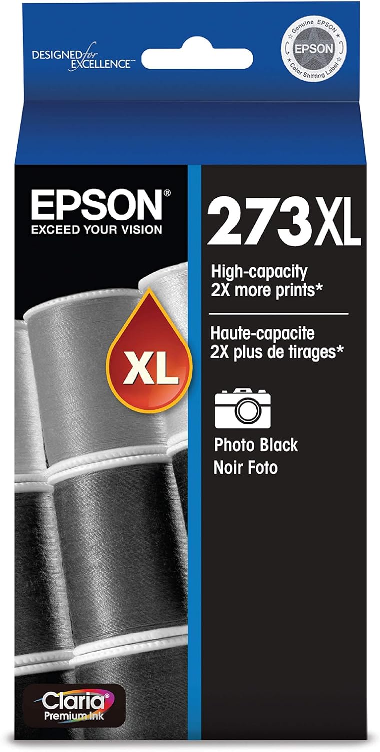 Epson 273 Claria Ink High Capacity Photo Black Cartridge (T273XL120-S) Works with Expression Premium XP-520, 600, 610, 620, 800, 810, 820