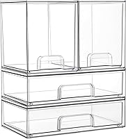 Vista 10 de Vtopmart - Juego de 6 cajones de almacenamiento apilables, contenedores organizadores de plástico transparente para suministros de baño, ideales