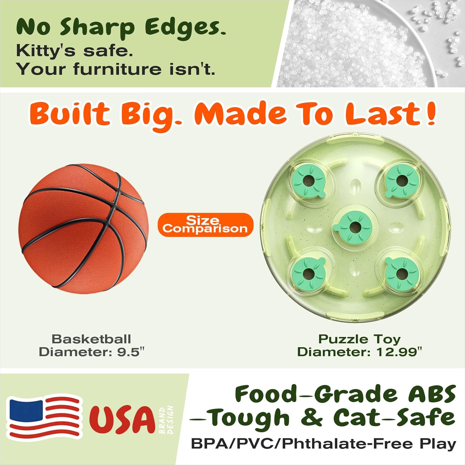 KADTC 2 Ways to Play - Large Size Cat Treat Puzzle Toy U.S. Brand & Design Foraging Balls for Indoor Cats Puzzles Feeder Kitten Stimulating Enrichment Slow Feeding Toys Interactive Brain-Teasing Game