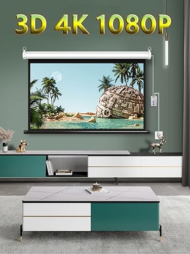 Miniatura 2 de Pantalla de proyección de cine en casa de 60 pulgadas con control remoto, pantallas de proyector motorizadas HD 43 169, ángulo de visión de 168,