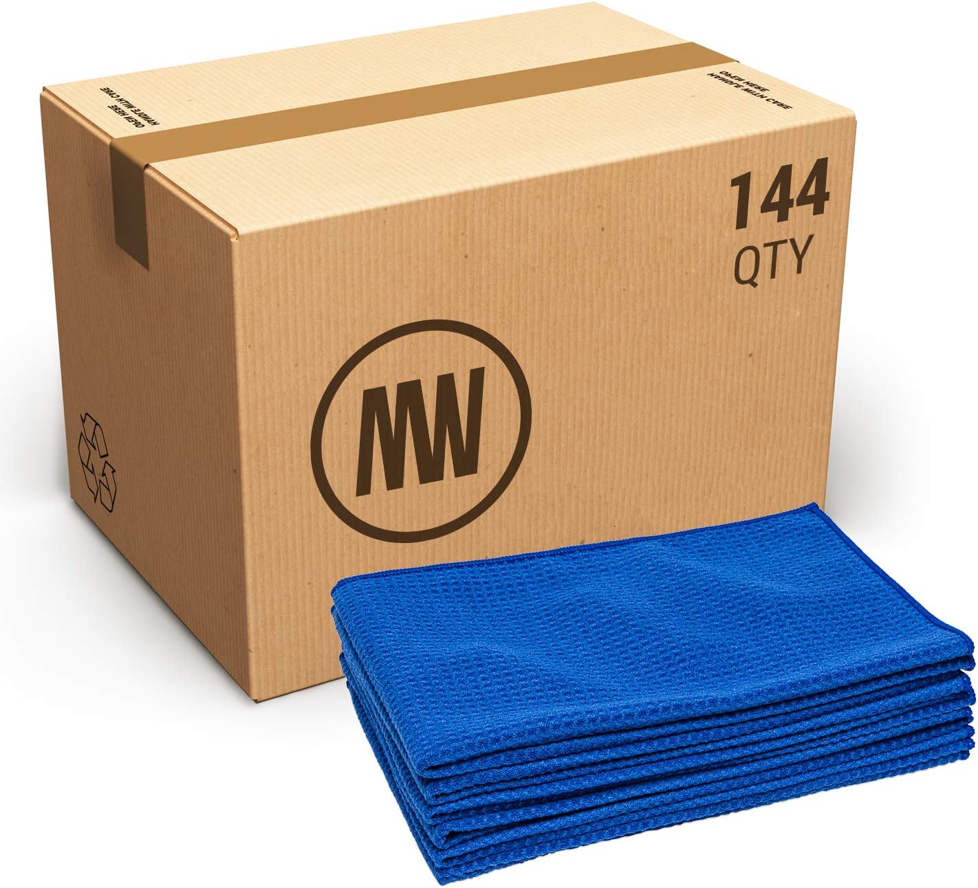 Kitchen Towels - Bulk Microfiber Waffle Weave Towels | 16 x 24 in. (144 Count) | Absorbent, No Lint, Thick, Reusable, Commercial, Soft, Hand, Tea, Bar, Sublimation Blank, Polyester Cloths | Blue