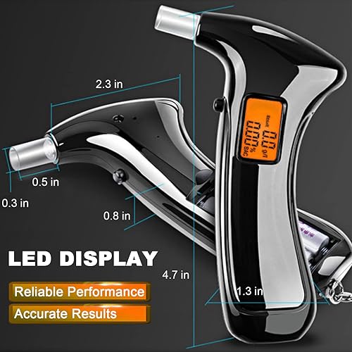 Miniatura 4 de Alcoholímetro profesional, probador portátil de alcohol, pantalla LED digital, apagado automático y alarma de sonido, para conductores o uso