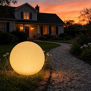 12-Inch LED Ball Light, Solar Globe Lights Outdoor Waterproof | Solar & USB Charging, Warm Color Three Lighting Modes, Remote Control, for Patio Yard Beach Party Camping Decor
