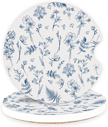 Miniatura 20 de Posavasos de cerámica para automóvil – Juego de posavasos absorbentes para portavasos de coche para mujeres, bonitos accesorios estéticos de