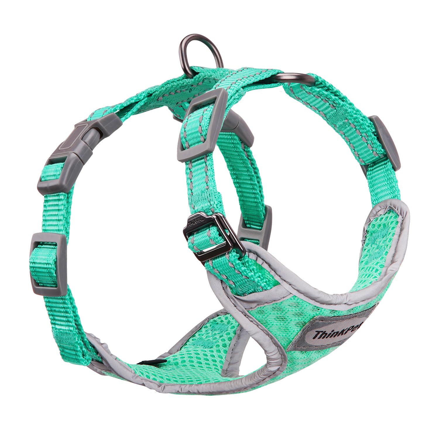 ThinkPet Reflective Breathable Soft Air Mesh No Pull Puppy Choke Free Over Head Vest Ventilation Harness for Puppy Small Medium Dogs (Red,L) — view 20