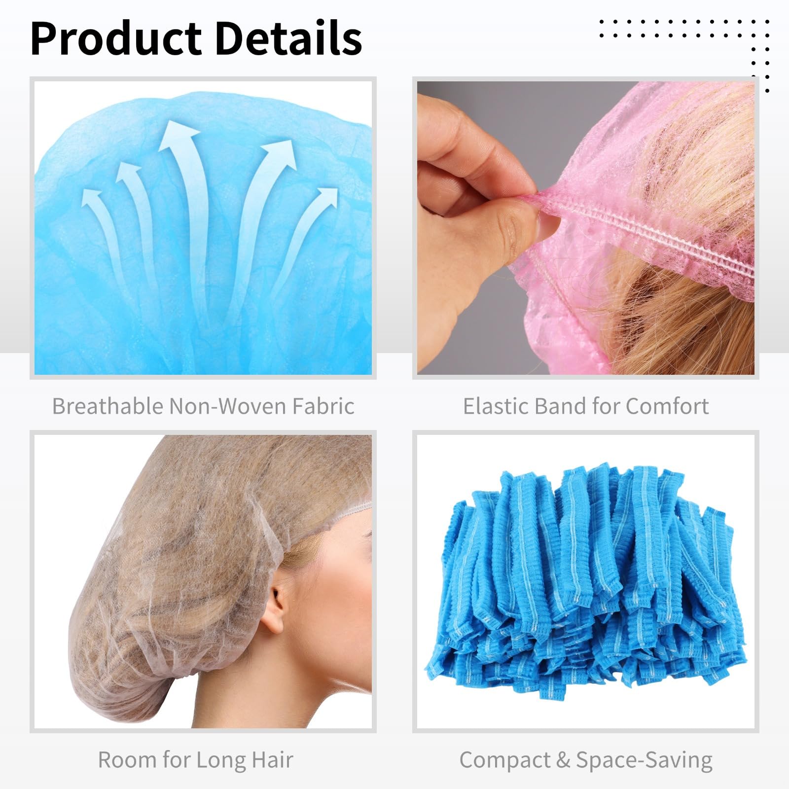 500 retine per capelli usa e getta, 20 cappucci Bouffant, copertura elastica per la testa per alimenti, laboratori e saloni
