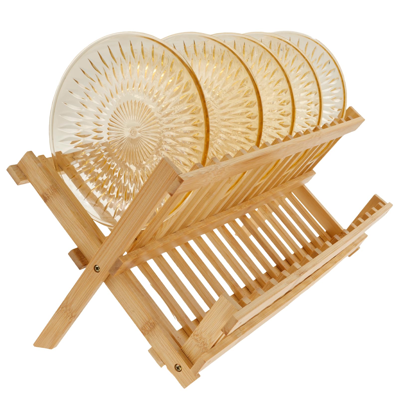 NIHUIFDPY Escurridor de platos de madera, plegable, de 2 niveles, con soporte para tazas, ahorra espacio, estante para platos de cocina para almacenar y organizar utensilios