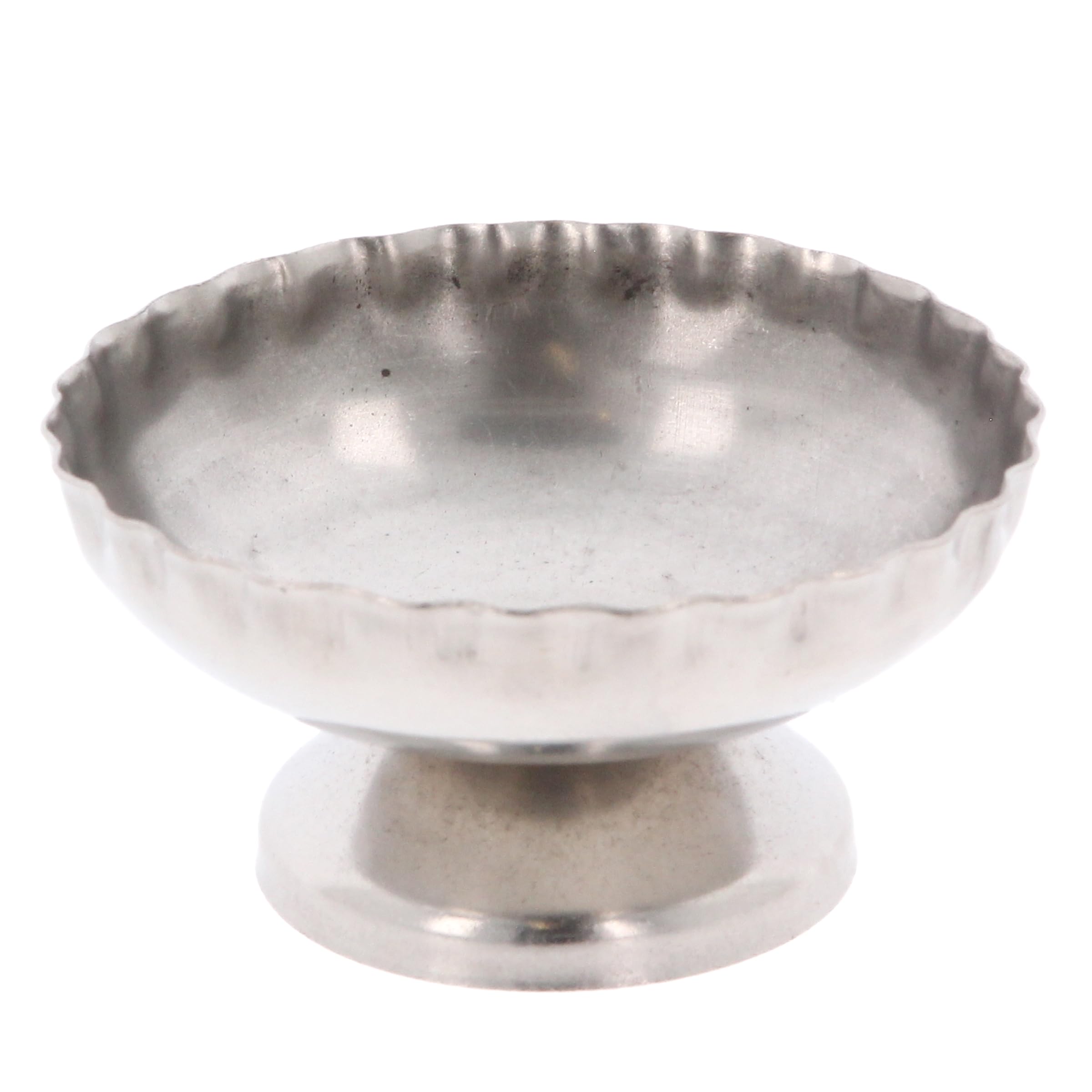 Gk Global Kitchen Silver Metal Diya Traditional Indian Oil Lamp Round Akhand Divi Diva Holder Pooja Items Stainless Steel For Puja Aarti Mandir Religious Diwali Navratri Karva Chauth Wedding Home Temple Decor