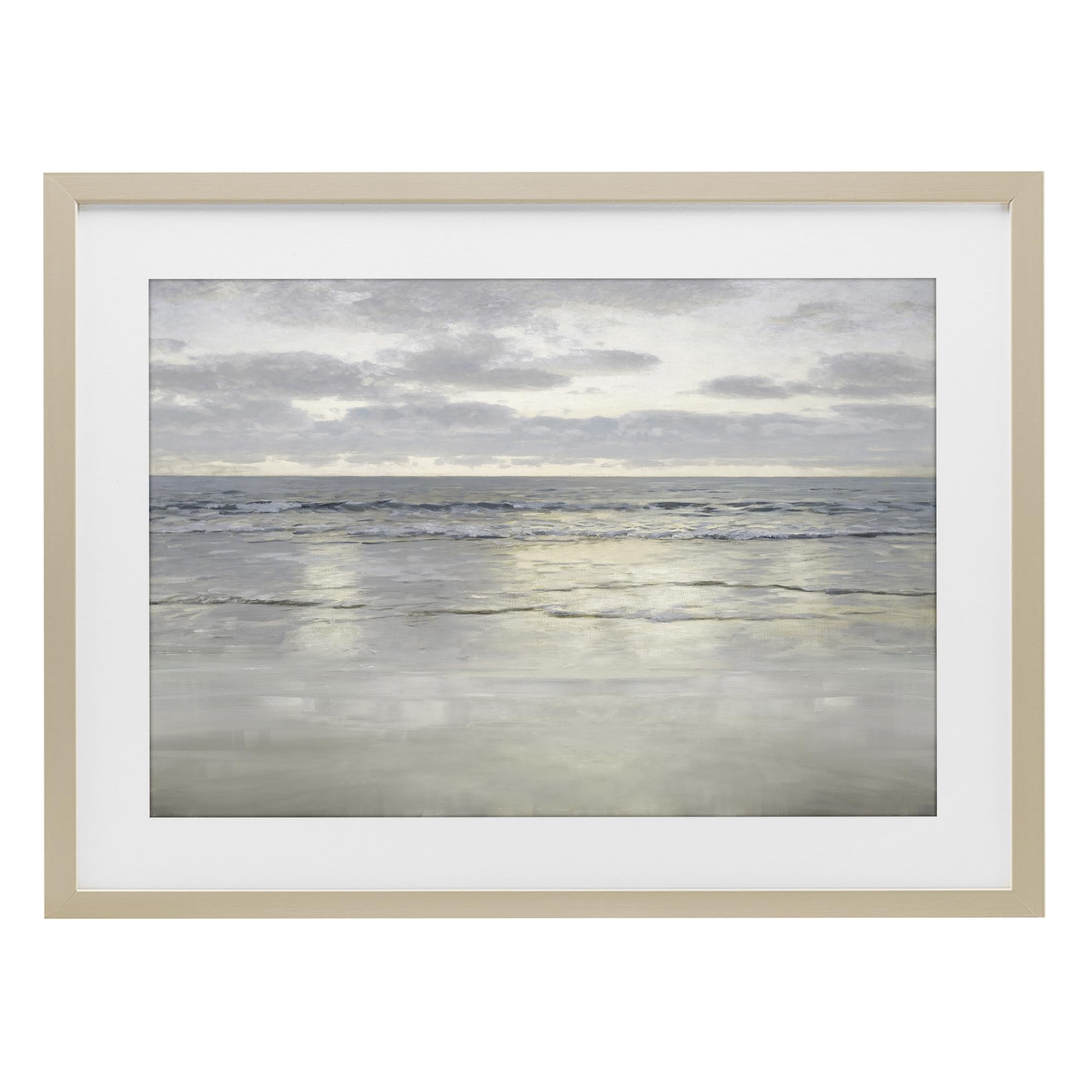 Stupell Industries Harvest Pine (Textured) Ocean Horizon Beach Serenity, 14 X 20 Inch Framed Print Under Glass
