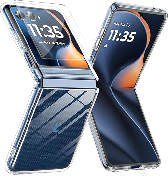 for Motorola Razr 2025 Case,Thin Slim Moto Razr 2025 Phone Case with Front Screen Protector,Anti-Scratch Hard PC Shockproof Protective Cases for Moto Razr 2025 5G, Clear