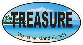 Magnet Treasure Island Florida Oval Vinyl Magnetic Bumper Sticker Decal D1271 Euro Oval 5"
