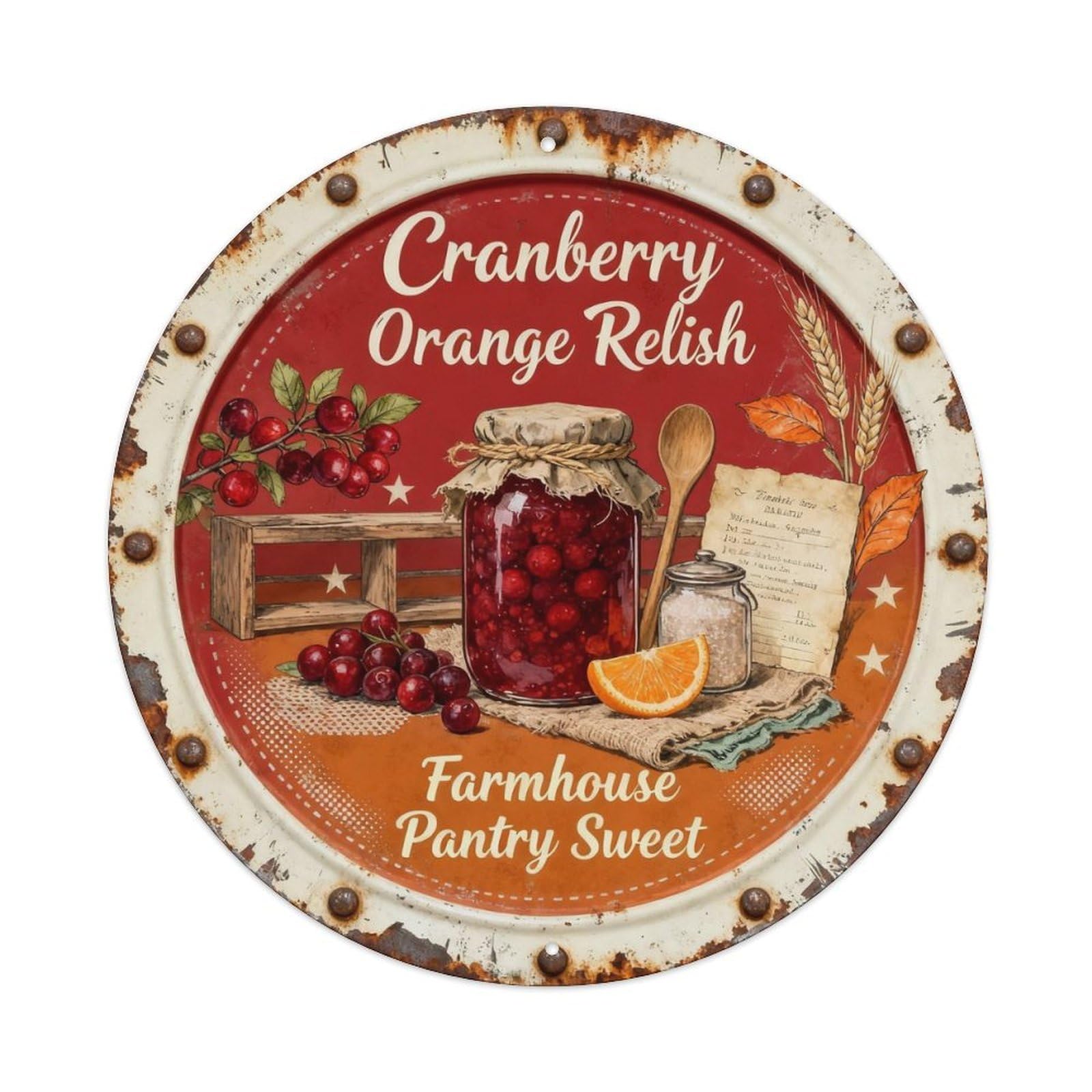 Cranberry Orange Relish Metal Tin Sign Plaque