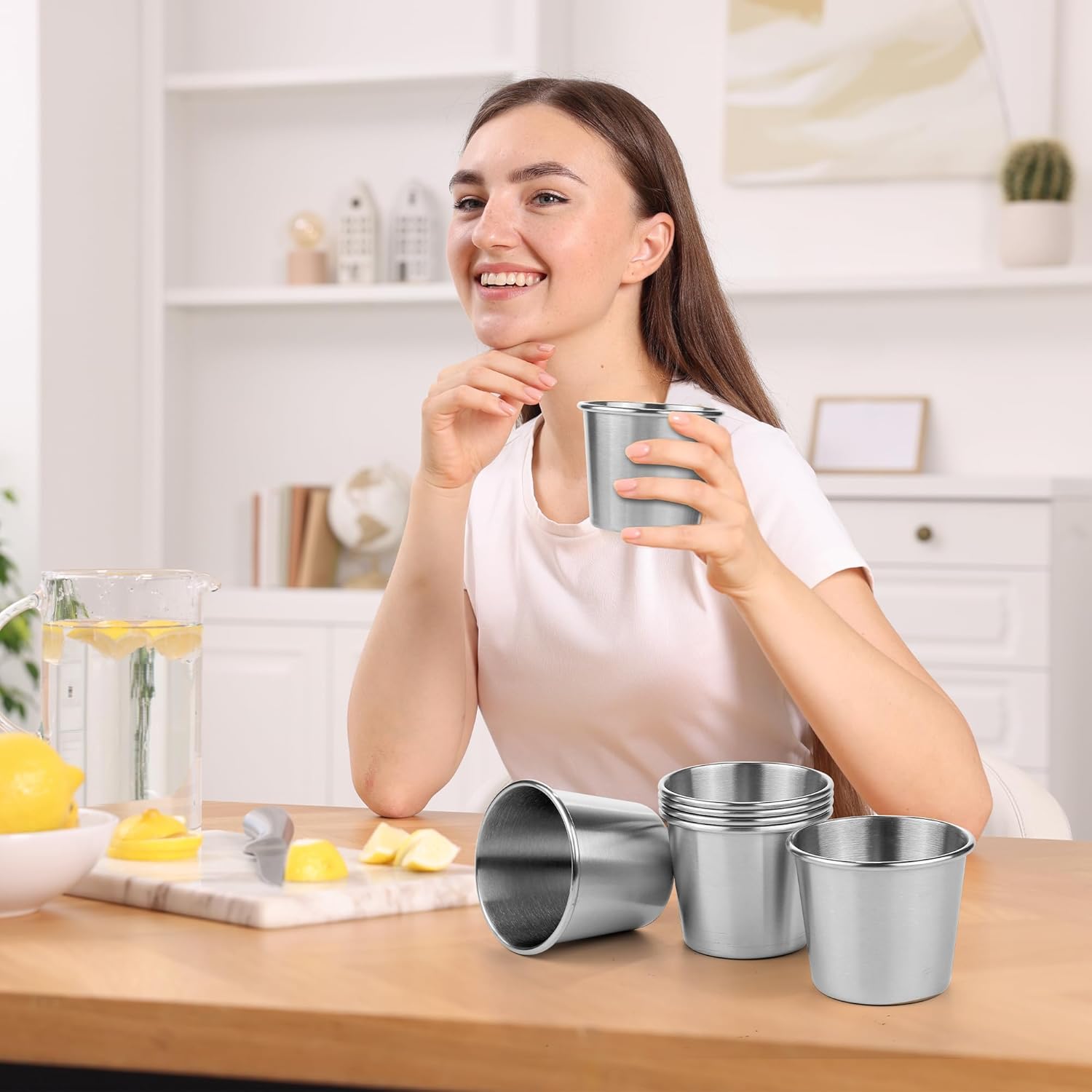 Ruisita Resinta 6 Pack 5 oz Stainless Steel Cups Metal Shatterproof Stackable Pint Drinking Cups for Kids - Image 6