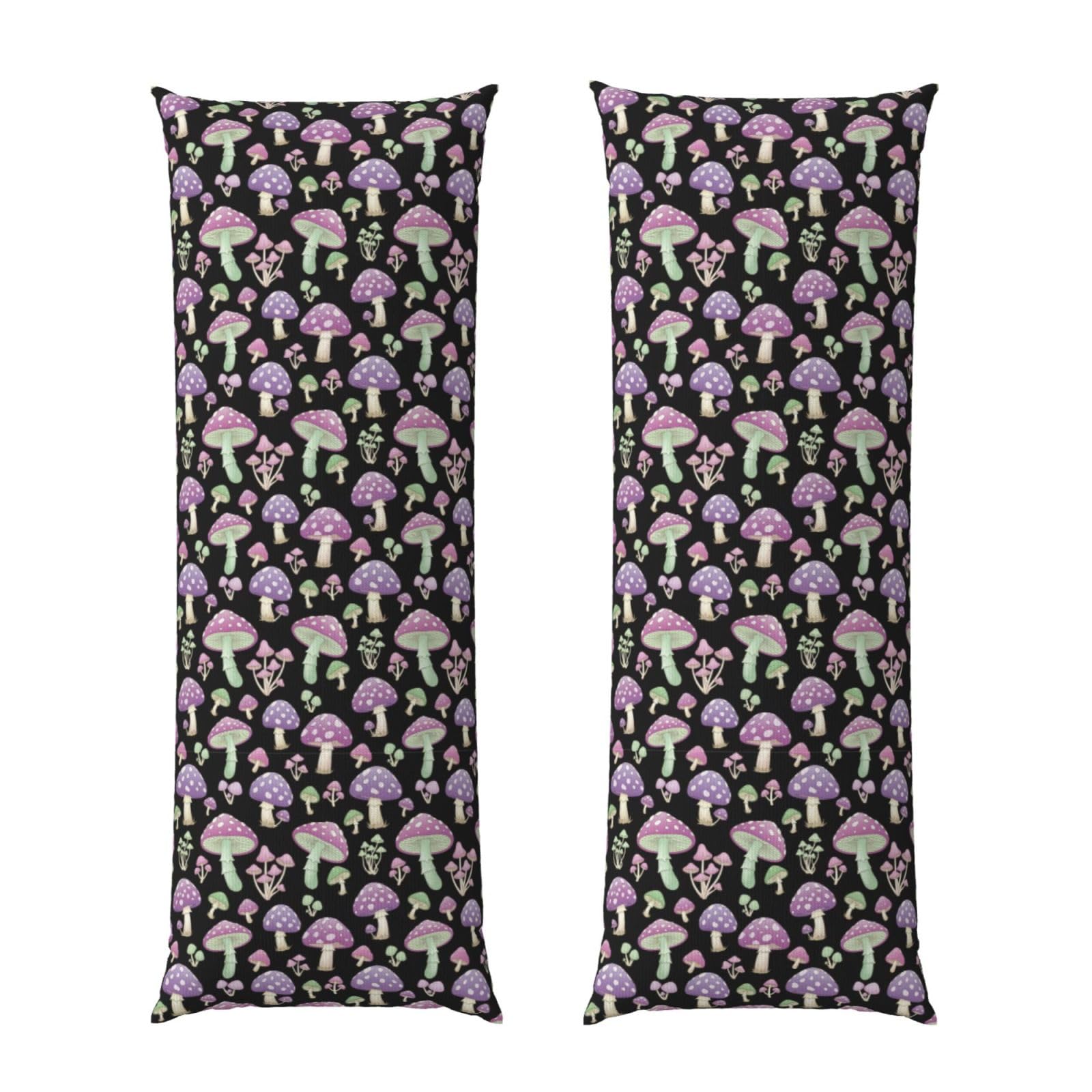 Pillowcase for Body Pillow 20x54, Goth Red Muchrooms, Premium Soft Brushed Fabric with Hidden Zipper, Breathable Machine Washable Cover for Bed Sofa