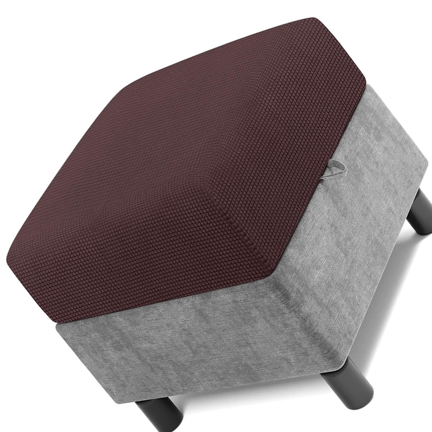 Square Ottoman Cover 50x50 60x60 80x80 Stretch Footstool Slipcovers, Soft Protector Pouffe Cover Only, Removable Washable with Elastic Bottom(Coffee,60 x 60 cm)