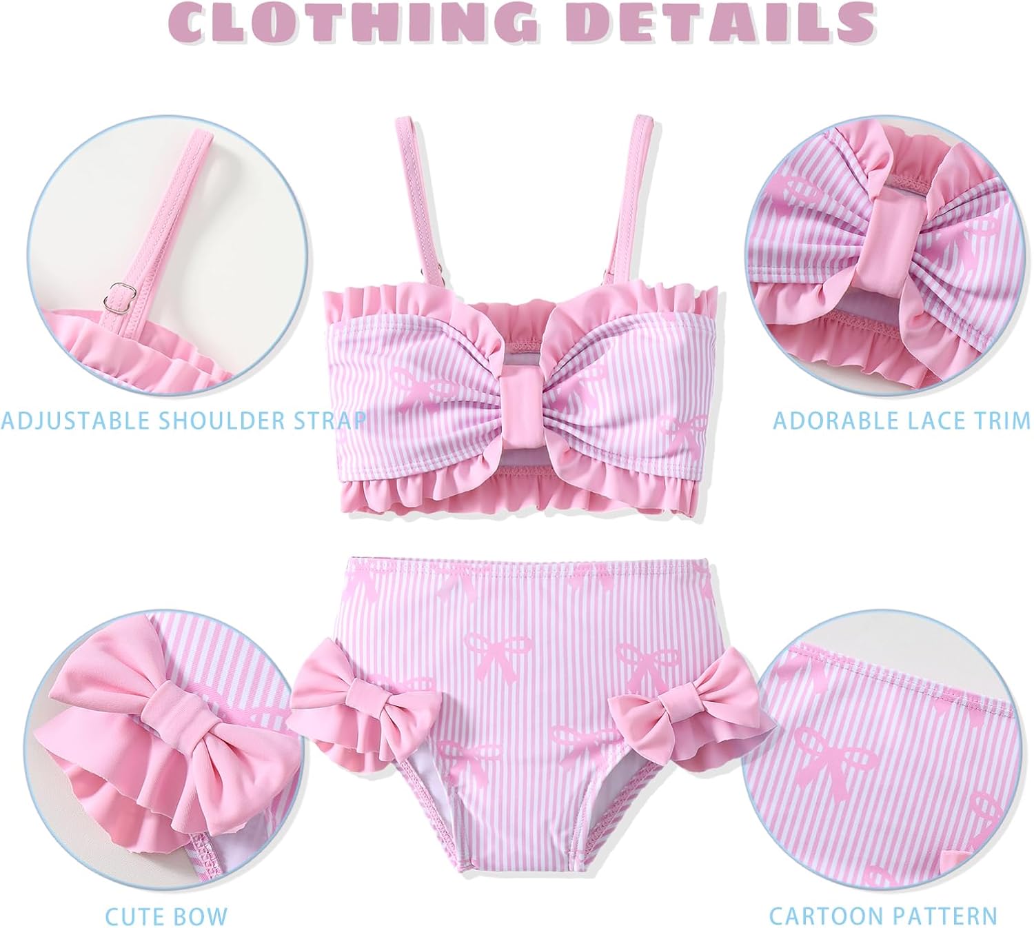 Toddler Baby Girls Swimsuit Two Piece Floral Stripe Swimwear Infant Summer Beach Bikini Bathing Suit - Image 4