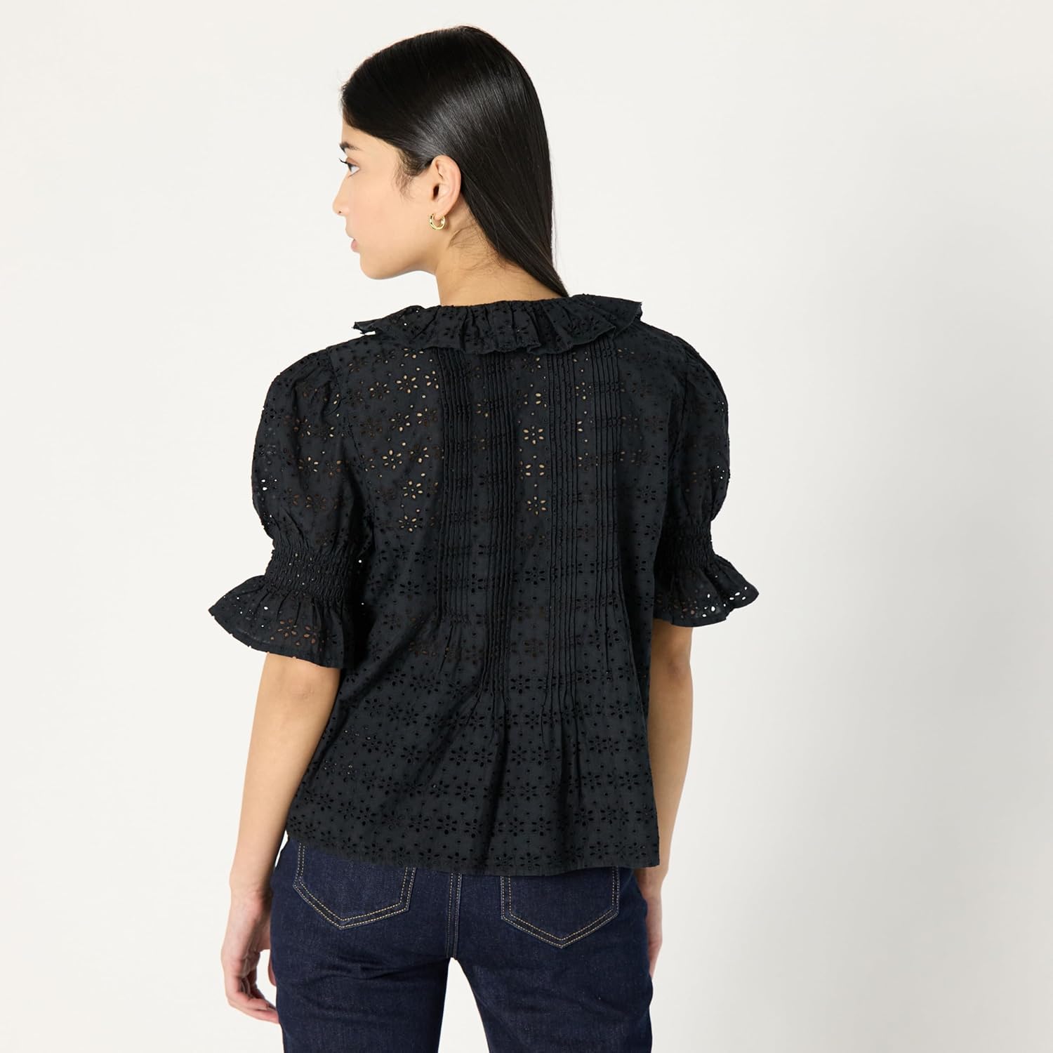 The Drop Womens Lenai Pintuck Eyelet Blouse - Image 2