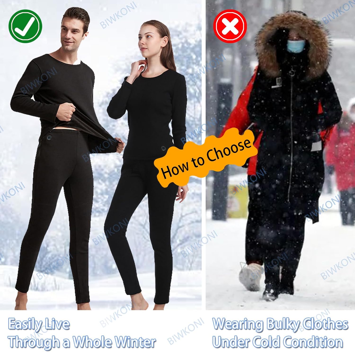 Heated Baselayer Pants for Women, Outdoor USB Electric Thermal Underwear 12 Zones Heating Bottoms for Hiking Skiing
