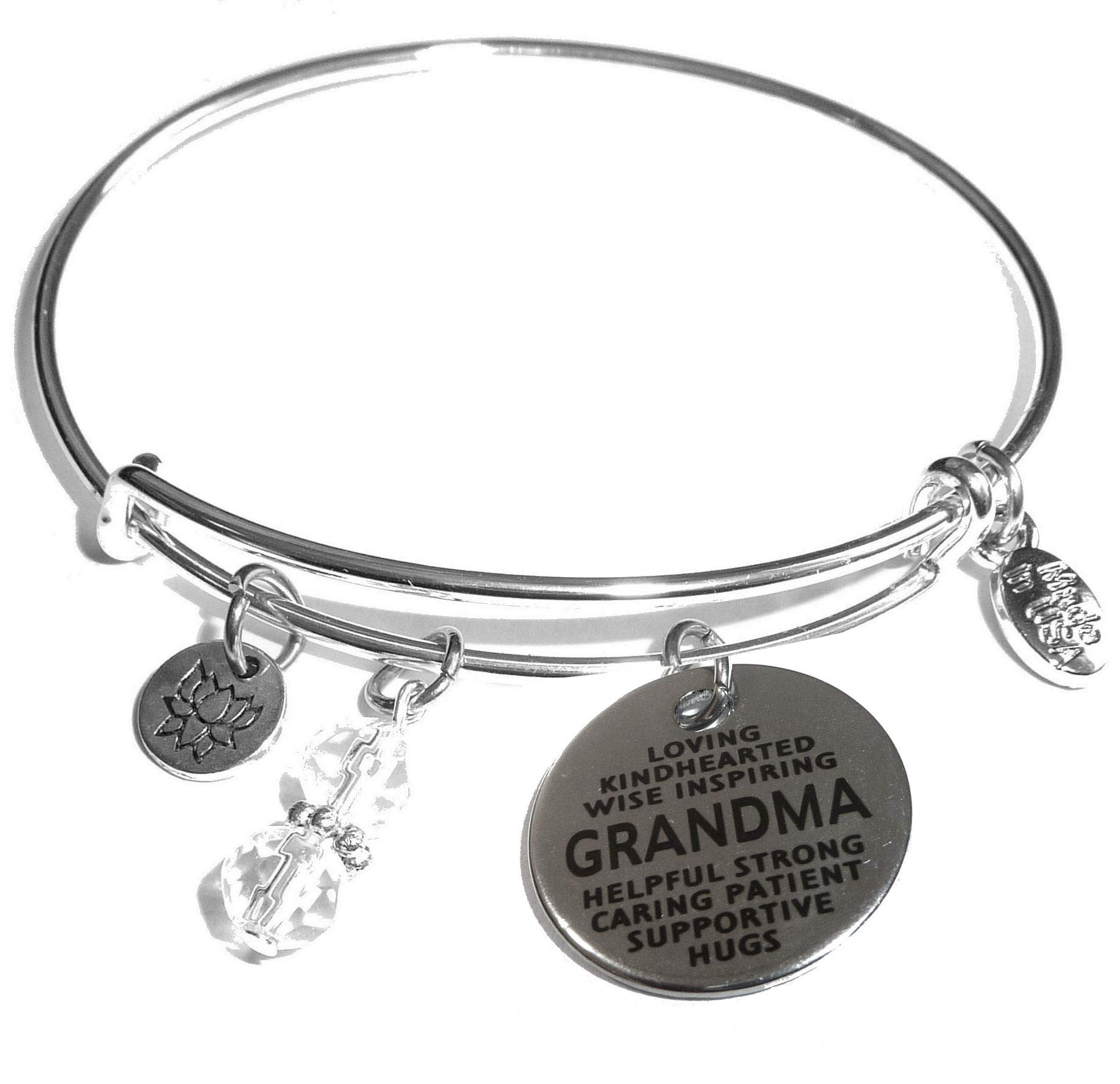 Hidden Hollow Beads Women's Made in USA Stainless Steel Message Charm Expandable Wire Bangle Bracelet, Popular, Stylish and Trendy, Arrives in a Gift Box.