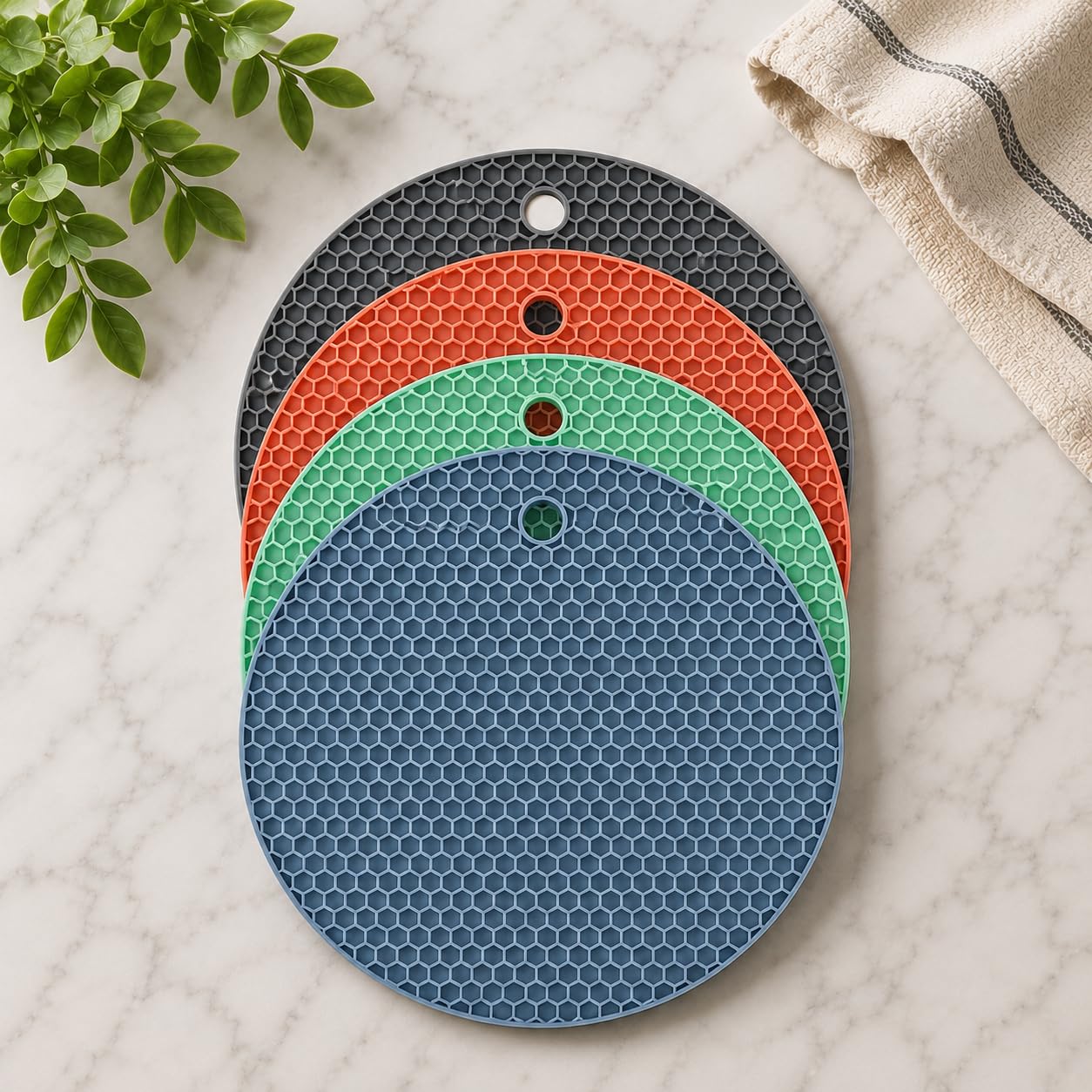 THE SR BRAND Sr 4 Pcs Multi-Purpose Silicone Trivet Mats Round Pot Holder Hot Pot Mats Hot Pad Jar Opener Spoon Rest Heat Resistant Non-Slip Durable Flexible Dishwasher Safe For Home Use-image-47