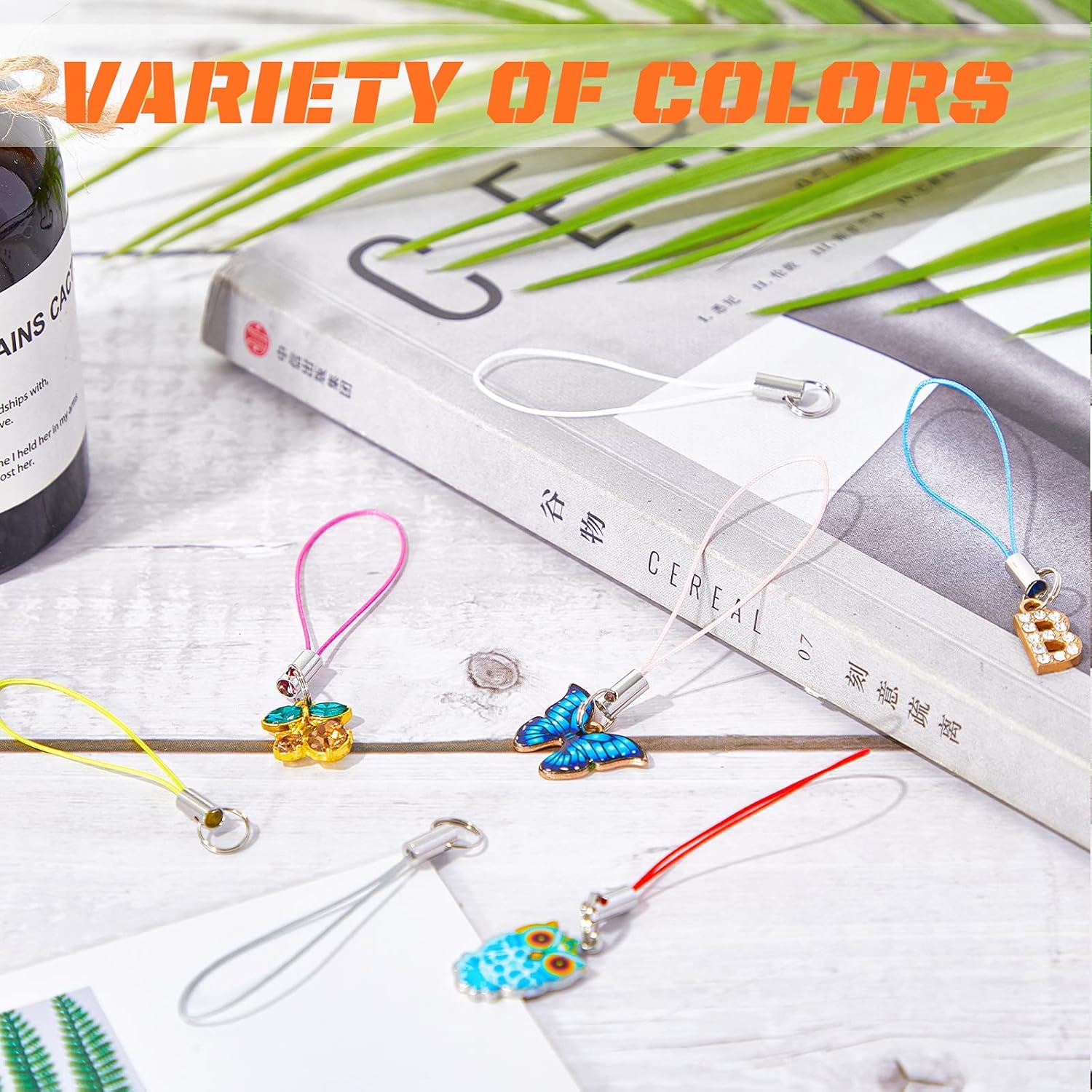 Frienda 200 Pcs Phone Charms Strap Kit, Cell Phone Split Ring Strap, Keychains String, Lariat Lanyard Loop Charms Pendant Clasp for Cell USB Keychains DIY Jewelry Accessories