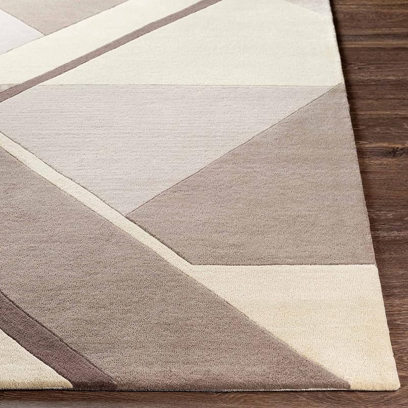 Image of Embossed Handmade GH Wool Thick Geometrical Carpet is a Stylish and Practical Addition to Any Living Room 7X10