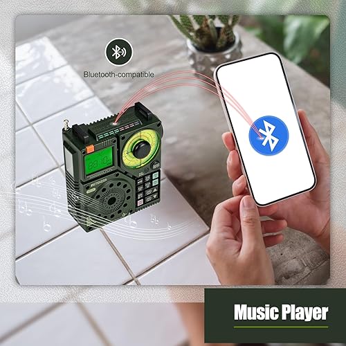 Miniatura 6 de Retekess Receptor de radios de onda corta TR112, receptor de radio multibanda AIR VHF AM FM SW WB, radio de batería de 1600 mAh con Bluetooth,