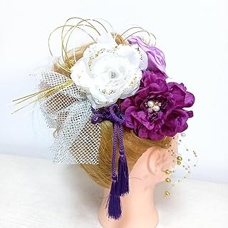 髪飾り 卒業式 成人式 七五三 和装 着物 振袖 結婚式 紫 ヘアアクセサ 袴 紫組紐 特大水引
