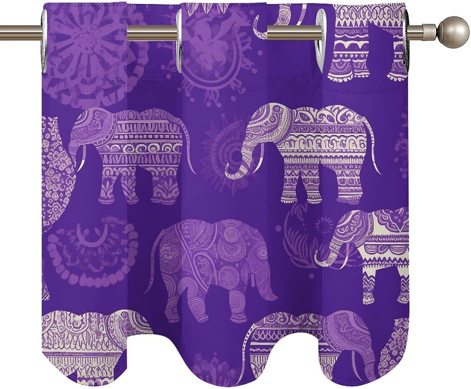 Purple Elephant 2 Pack Valance Curtains Window Treatments. Adjustable Curtain with Rod Pocket.Cafe Curtains is Half Curtains for Privacy Decorative 52x18.1 Inch.