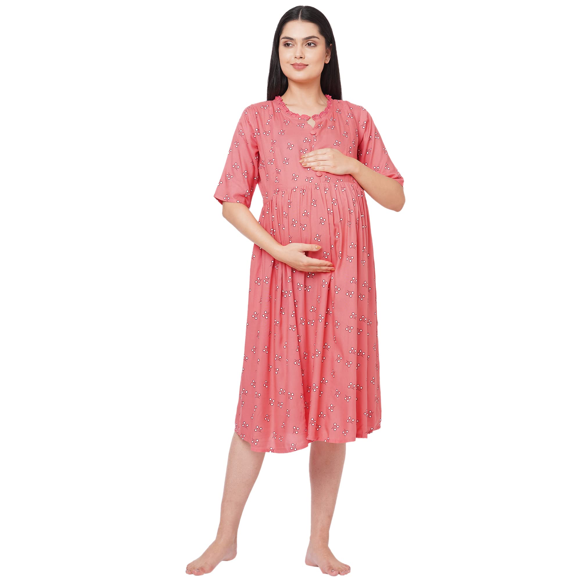 sweet dreams Women's Rayon Printed Mid Length Nighty (MET-2005AV CO)-picture-14