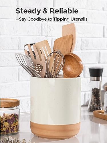 Miniatura 4 de AmorArc Soporte para utensilios de cerámica, 7.25 pulgadas + 5.4 pulgadas de cocina para encimera, organizador de encimera de cocina con parte