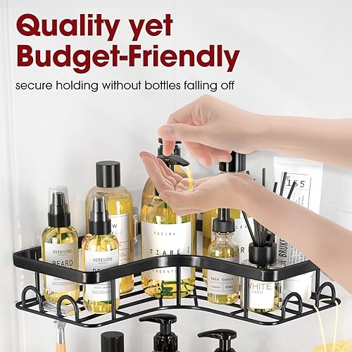 Miniatura 2 de Sakugi Organizador de ducha esquinero, paquete de 2, organizadores de ducha adhesivos, estantes de ducha de acero inoxidable a prueba de óxido con 8
