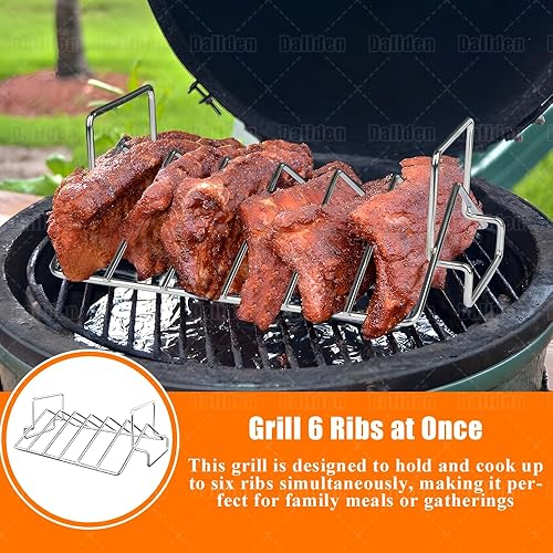 Miniatura 3 de Soporte para asar pavo de Acción de Gracias para ahumador y parrilla, estante de acero inoxidable para asar y ahumar, para huevos verdes grandes y