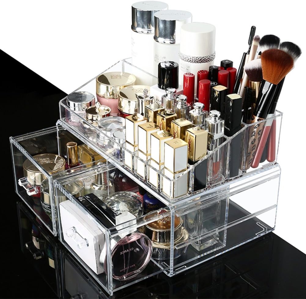 Cosmetic storage box bathroom makeup organizer makeup transparent white makeup brush storage drawer acrylic girlfriend gift surprise boys for girls lipstick holder storage box nail polish display rack multifunction shelf-C