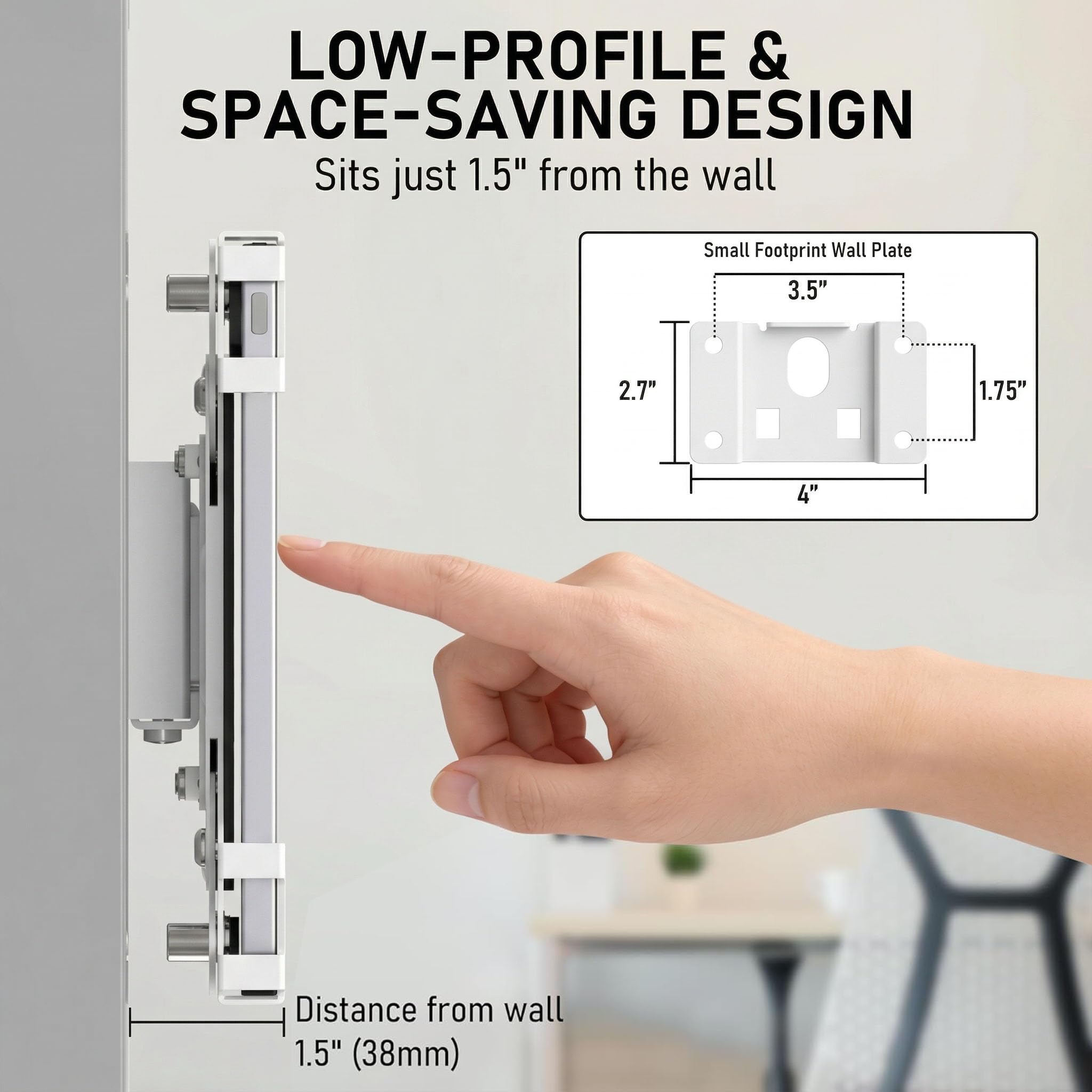 Soporte De Pared Para Tablet, Carcasa De Metal Antirrobo iPad Para Quiosco POS, Smart Home, Soporte VESA 75x75 De Bajo Perfil, Vertical U Horizontal, Para 10-14 Pulgadas Pro Air Galaxy Tab, Blanco