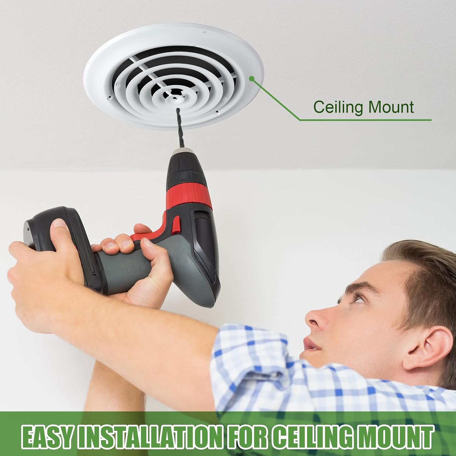 Therwen 1 Pcs 12 Inch Round Vent Cover, White Round Ceiling Diffuser with Screws HVAC Vent Duct Cover Replacement Exhaust Fan Covers for Home Office Kitchen Ventilation Use, Outer Dimensions 15-15/16"