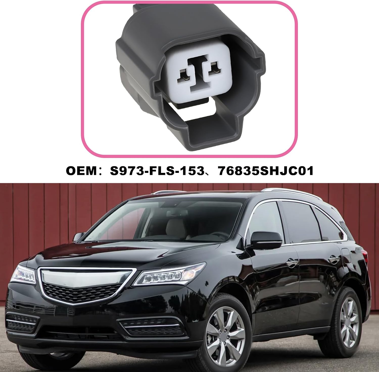 Washer Fluid Sensor Plug 2 Pin Replace OEM S973-FLS-153 Compatible with Acura MDX 07-14 ZDX 10-13 Compatible with Honda Ridgeline